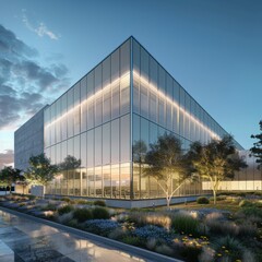 Modern data center building       "The modern data center building showcases cutting-edge architecture and advanced technology designed to optimize performance and efficiency."
"With its sleek glass  
