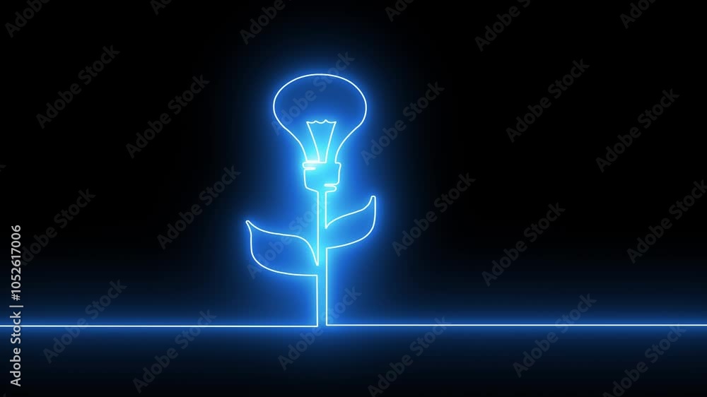 Poster glowing neon led light bulb symbol animation abstract animation for overlay or blending. motion grap