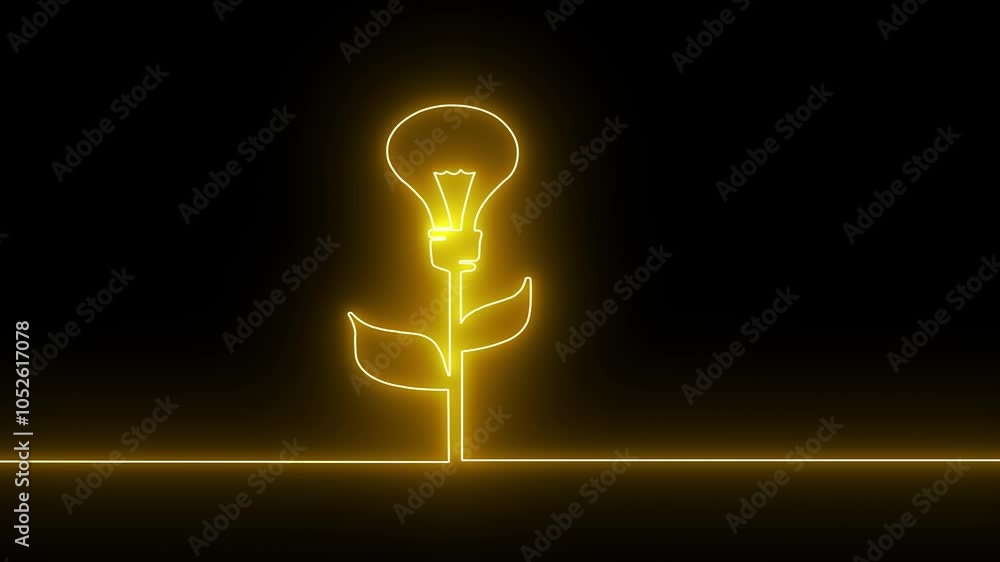 Poster glowing neon led light bulb symbol animation abstract animation for overlay or blending. motion grap