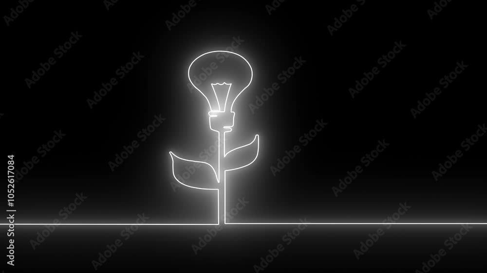 Poster glowing neon led light bulb symbol animation abstract animation for overlay or blending. motion grap