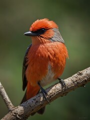 Vermilion flycatcher perched beautifully.