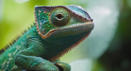 Obraz premium Colorful Chameleon Portrait in Tropical Madagascar Wilderness