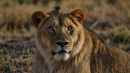 Fototapeta premium Wild lion in its natural habitat.