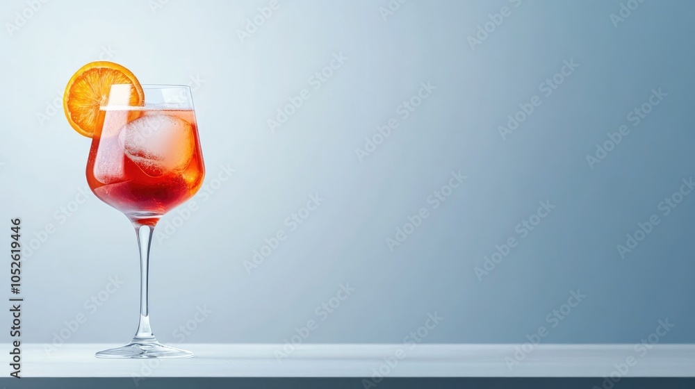 Aufkleber spritz cocktail in a glass placed on a table with ample blank space for text or other elements