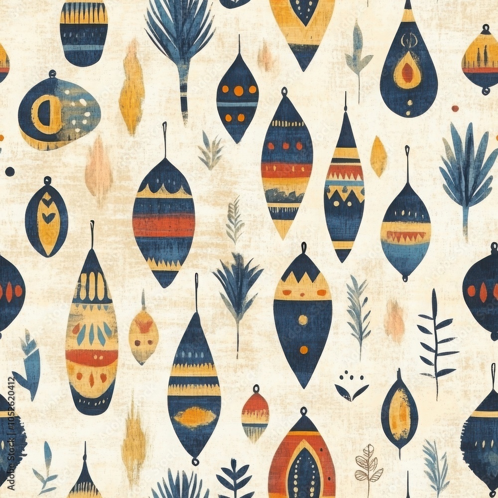 Poster a vibrant pattern featuring abstract shapes in various colors and designs, creating a lively and art