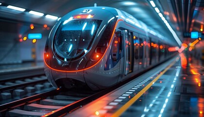 Fototapeta premium Underground Transport Visualization, engineers working with a detailed 3D map of a subway system under construction