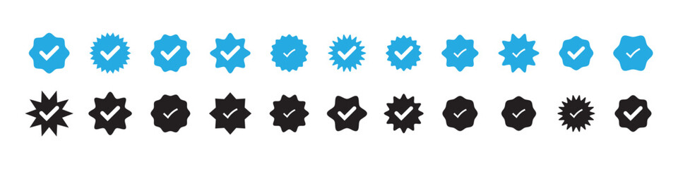 Social media and Profile Verified badge icon. Check and Approved, Accept, Instagram verified badge icon. vector illustration.