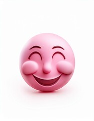 Fototapeta premium Pink emoji with happy face