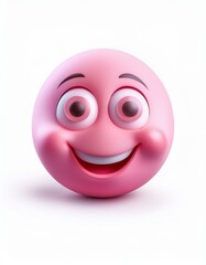 Fototapeta premium Pink 3D Emoji Smiling