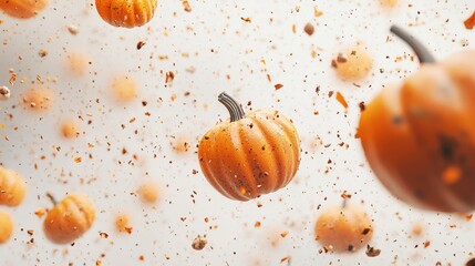 pumkins flying in the universe, full size, white background, multicolor, octane rendering, photorealistic, highly detailed 