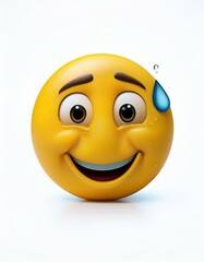 Fototapeta premium Smiling emoticon with sweat