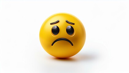 Fototapeta premium Sad yellow emoji on white