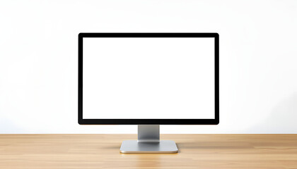 Realistic Monitor 24 inch computer monitor display mockup Template For presentation branding, corporate identity, advertising, branding business. 3D rendering isolated with white highlights, png