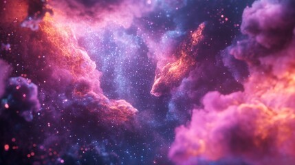 Fototapeta premium Ethereal Cosmic Cloud With Flare and Colorful Hues