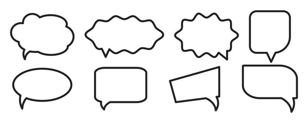 Fototapeta premium Collection of Line Icons of Speech Bubble. Editable Stroke. Minimalistic Linear Pictogram for Design of Cards, Apps, Banners, Posts