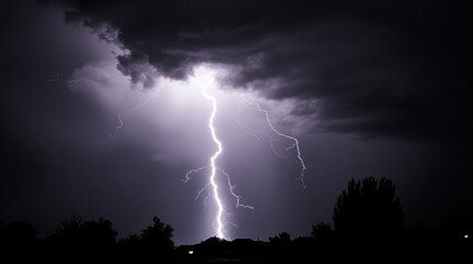 Lightning Strikes During a Thunderstorm with Dramatic Clouds