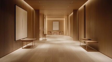 Obraz premium Serene Wooden Hallway with Minimalist Design