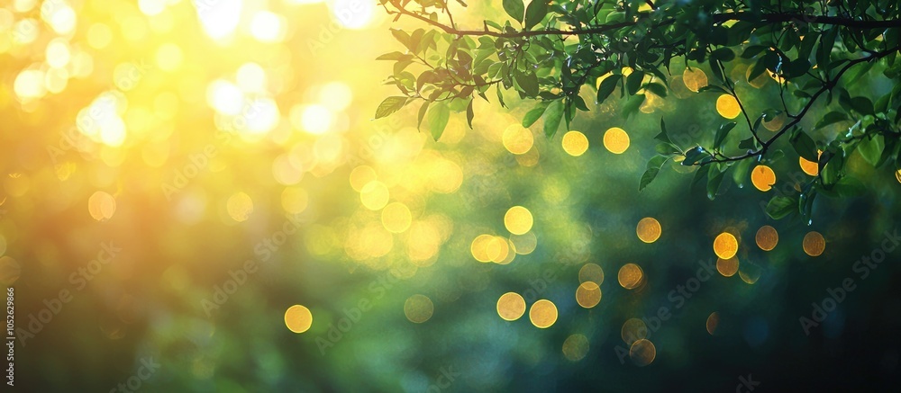 Poster abstact defocus bokeh light background made of forest style