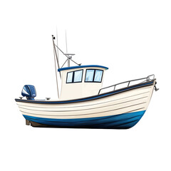 Naklejka premium A colorful fishing boat with a sleek design, perfect for marine and nautical themed projects or illustrations.