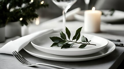 Elegant minimalist christmas table setting for modern celebrations
