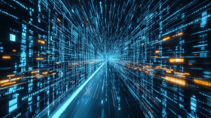 Fototapeta premium Dynamic Data Stream with Futuristic Visualization