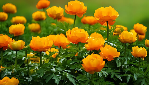 asian globeflowers orange color bloom beautiful flowers trollius asiaticus species