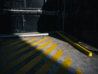 Yellow stripes on the ground