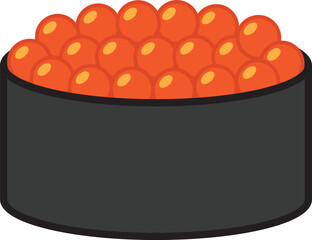Ikura Salmon Roe Gunkan sushi Japanese food icon.