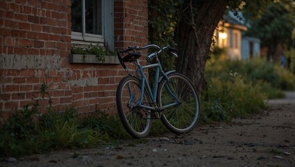 Abandoned bicycle on a tranquil summer evening