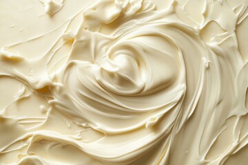 Obraz premium Delicious swirling liquid white chocolate splash close-up with smooth texture and rich brown color, perfectly captured dynamic flow new beautiful stock image illustration AI