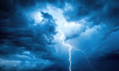 Lightning Strikes Through Dark Storm Clouds, Nature's Electrical Display