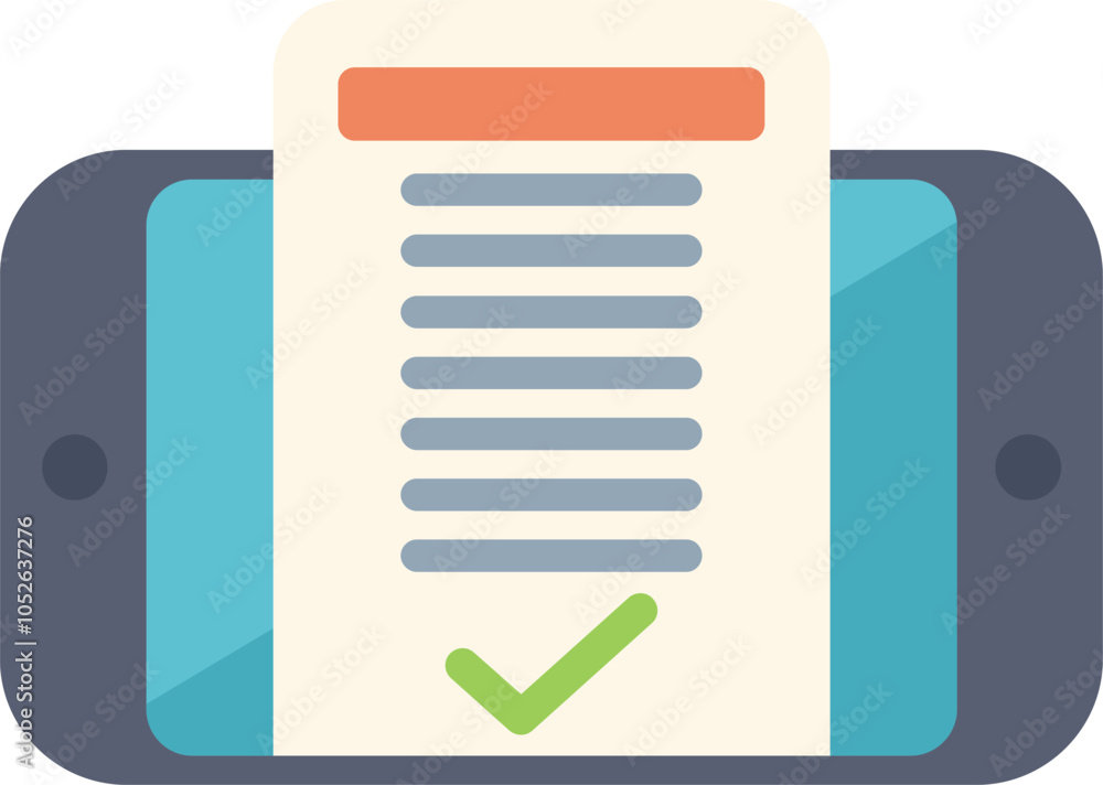 Poster smartphone displaying a completed online survey form with a green check mark indicating success