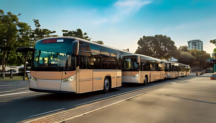 empty buses line deserted bus stop weekdays peak hours