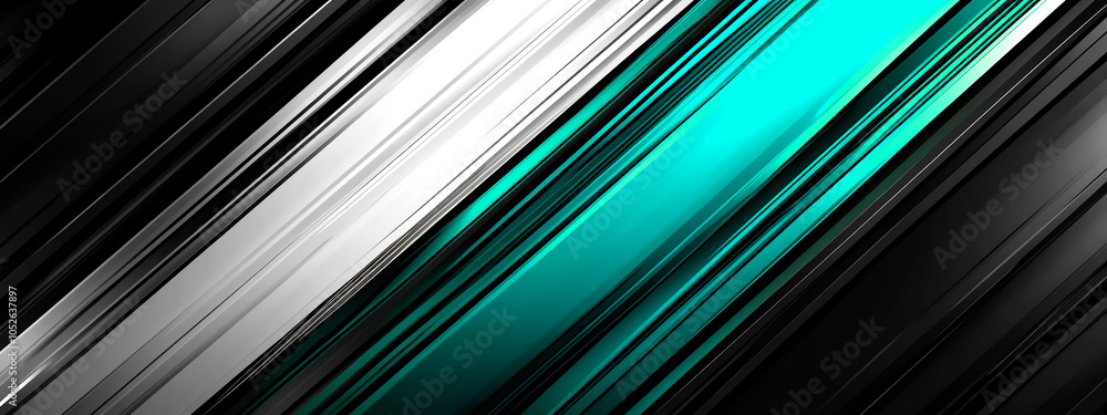 Poster dynamic gradients and tech-inspired lines in vibrant teal and monochrome contrasts