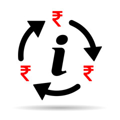 Rupee money change shadow icon, trade cash information web symbol, convert sign vector illustration