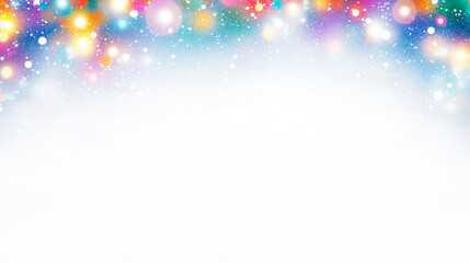 Colorful Christmas New Year Lights Frame on White Background