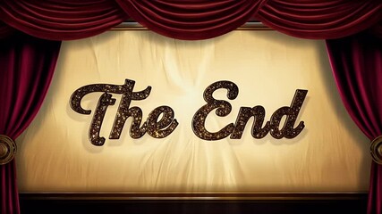 elegant animation features vintage End movie screen complete stylish lettering that evokes charm classic Hollywood films rendered highquality 4K nostalgic touch once time motion picture film