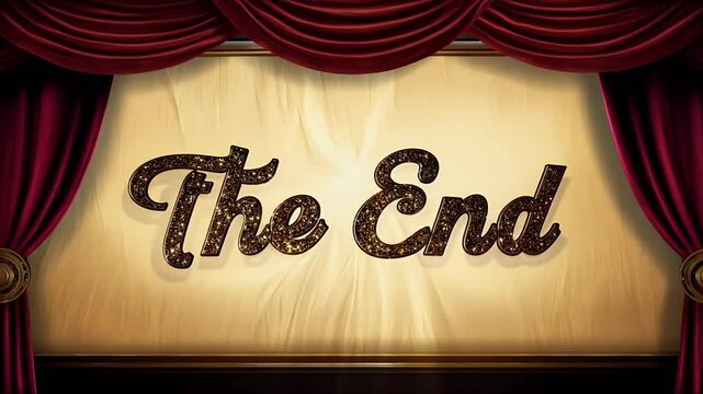 elegant animation features vintage End movie screen complete stylish lettering that evokes charm classic Hollywood films rendered highquality 4K nostalgic touch once time motion picture film
