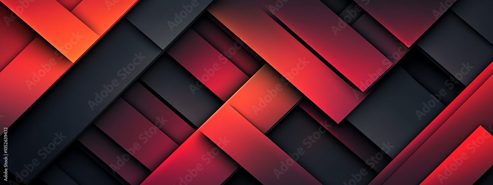 Poster dynamic interplay of vibrant red and deep black lines creating a tech-inspired abstract artwork
