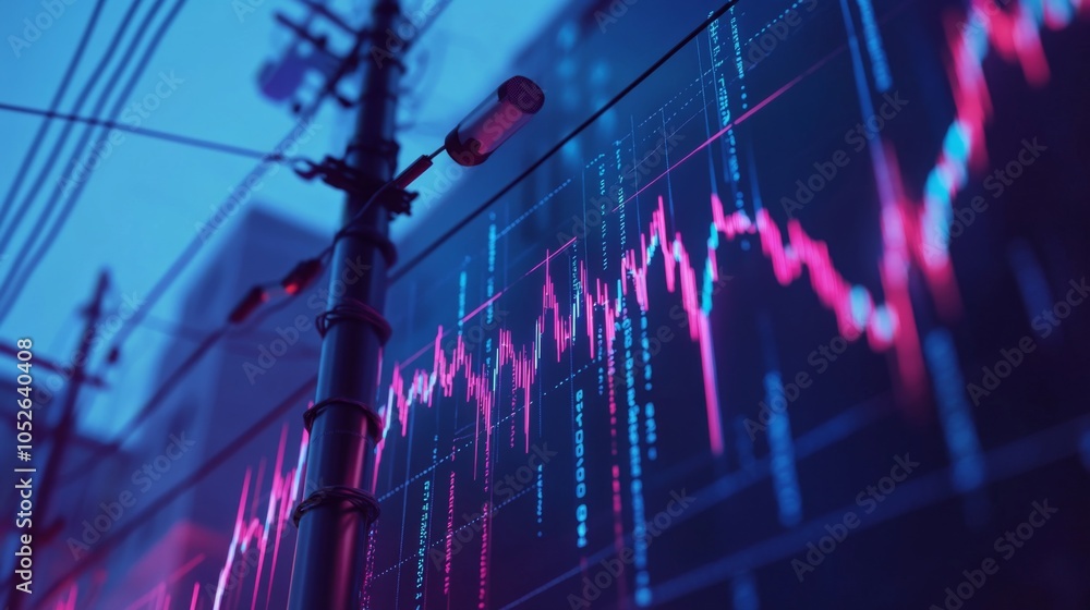 Poster vibrant data visualization with urban background