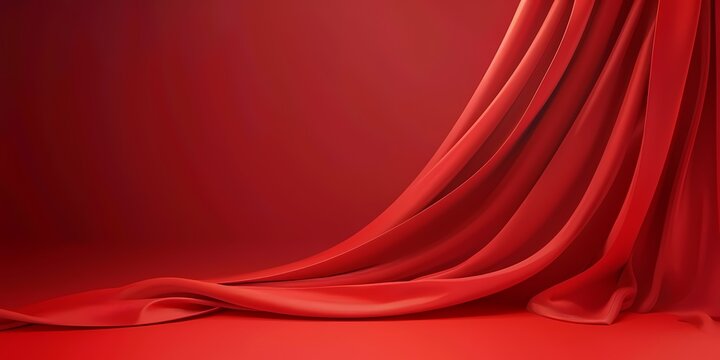 red fabric drapery with smooth texture and elegant flow