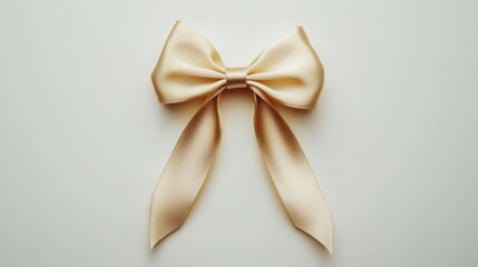 Elegant Gold Ribbon Bow On White Background
