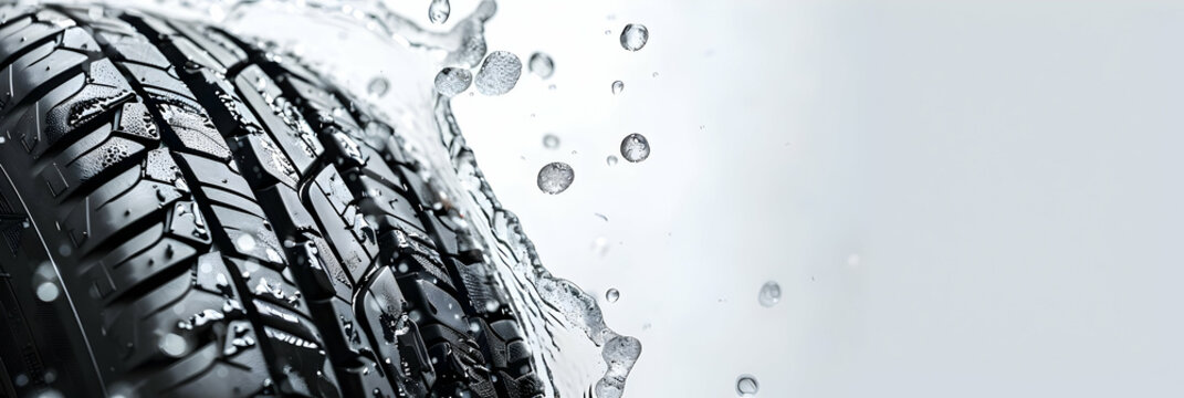 Water splashes on a tire showcase highperformance design and modern vehicle innovation