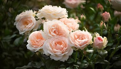 Obraz premium morden blush roses lightly scented white flowers hint shell pink tones delicate blooms