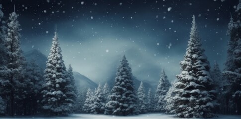 Naklejka premium escena de navidad. bosque nevado