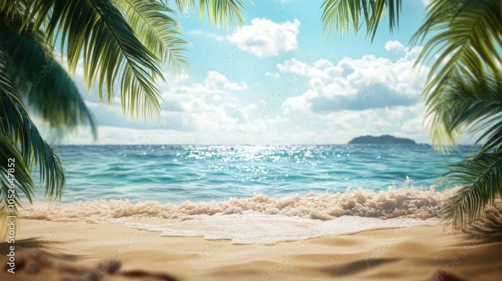 Poster stunning summer beach backdrop featuring ample empty space for text
