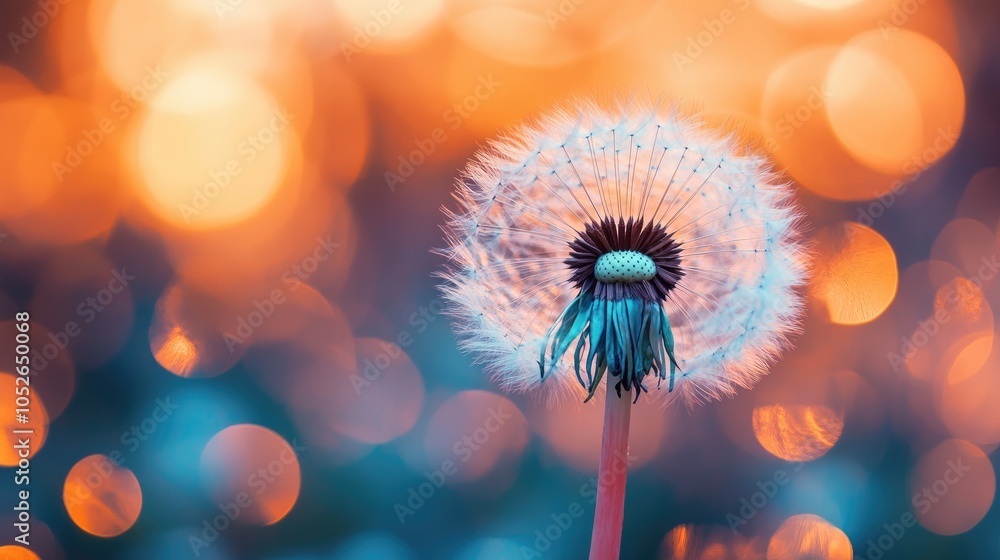 Poster stunning dandelion with delicate seeds on a vibrant bokeh backdrop close up view of a summer nature 