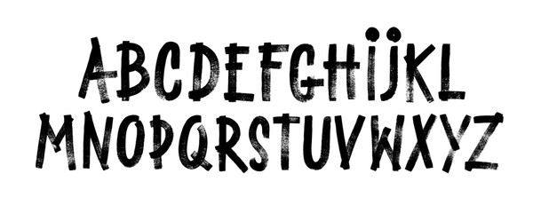 Funky grunge alphabet letters drawn with a bold brush. Punk or grunge style typography.
