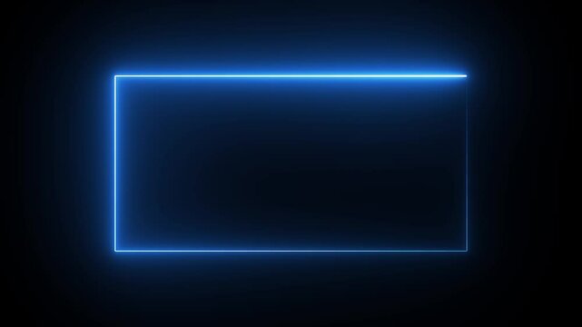 glowing neon line rotation animation. abstract glowing neon rectangle border frame in the shape rectangle.