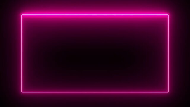 glowing pink color neon rectangle lines frame animation loop animated.